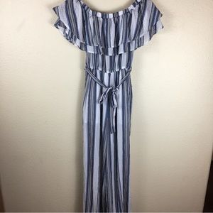 Forever 21 Contemporary Striped Jumper Wide Leg Pants Gauzy Flowy Size S